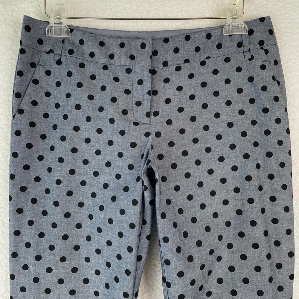 Outback Red Womens 8 Blue Black Polka Dot Cotton Cropped Cuffed Pants Trousers